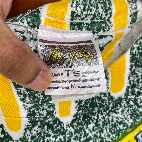 Vintage 1990s Magic Johnson Tee NFL Green Bay Packers AOP Shirt Size Medium - Picture 3 of 4